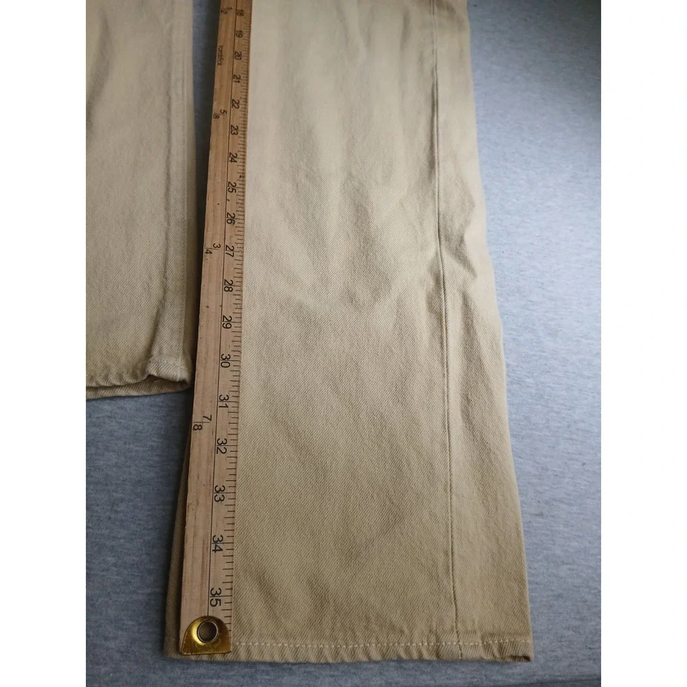 Levis 32x36 Jeans 501 Khaki Medium Wash Straight Leg Button Fly Western Cowboy